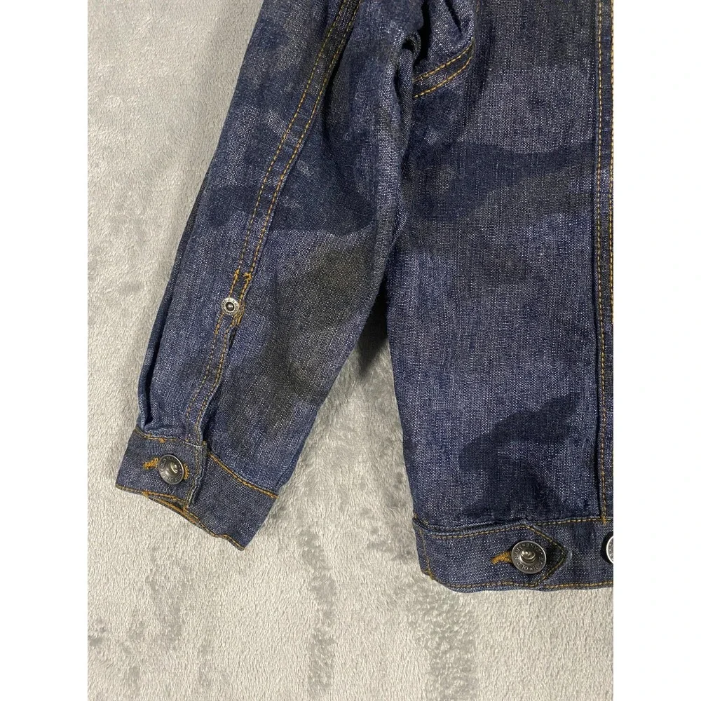 Vintage Old Navy Denim Jacket Boys 6 Blue Camo Jean Trucker‎ Outerwear Y2K 2001
